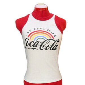 Coca Cola Rainbow Logo Tank Top - Red and White
